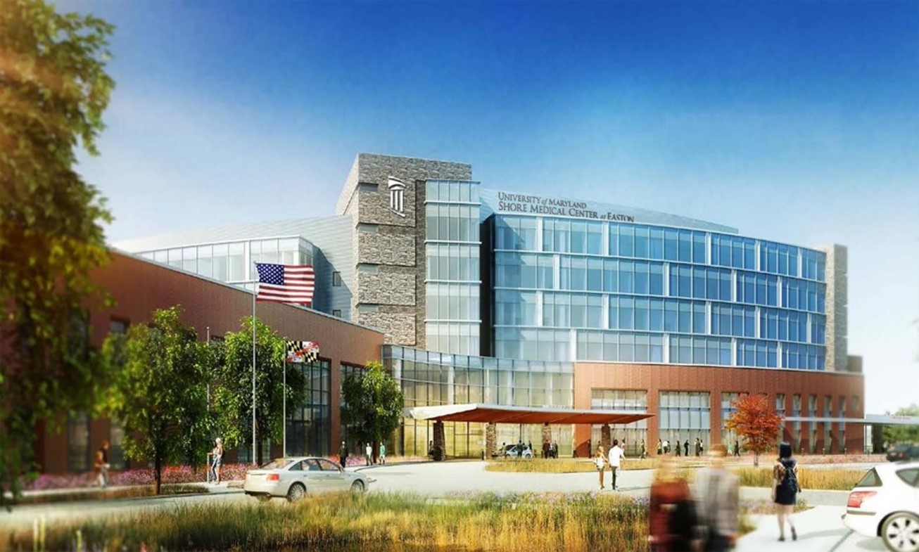 Rendering produced by HKS Architecture for University of Maryland Shore Regional Medical Center